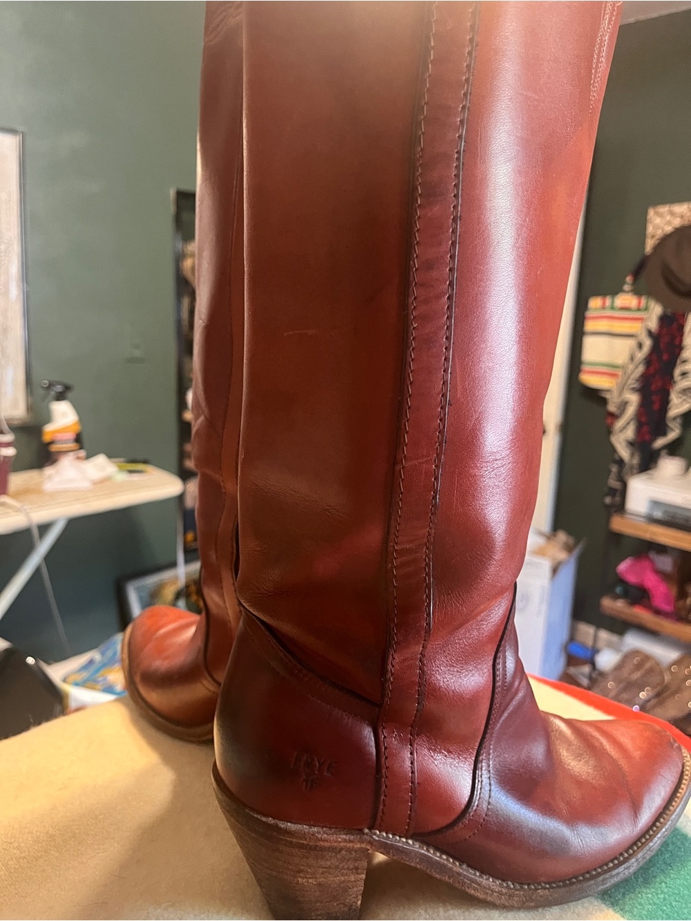 Vintage FRYE Women's Tall Leather Riding Boots - Red - Picture 6 of 10